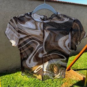 Mesh FashionNova swirl top